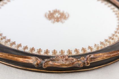 Charger mirror, black frame with golden ornaments