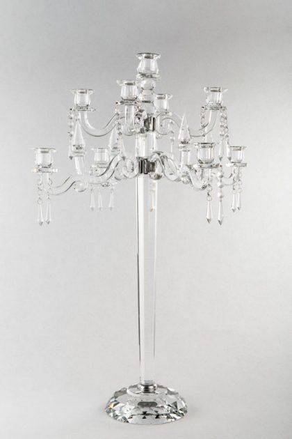 Candelabro de Cristal de 9 brazos y lágrimas talladas
