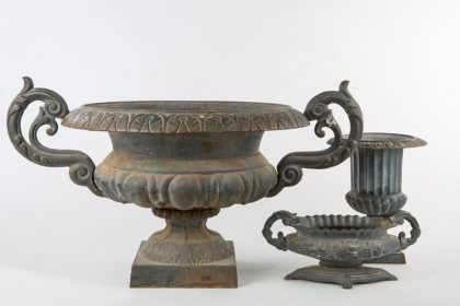 Copa de Jardín francés de hierro fundido gris envejecido