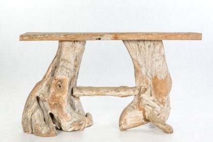 Consola de tronco rústica tono blanqueado