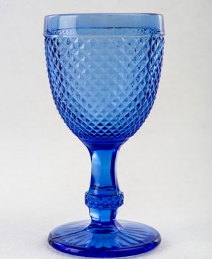 Cristalería Portuguesa copa azul para agua