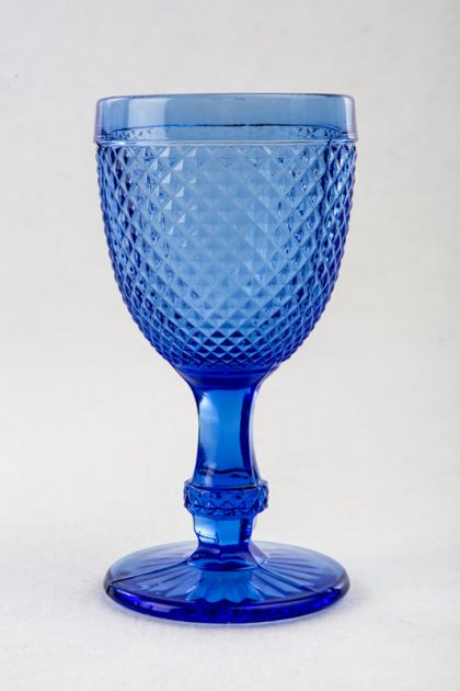Cristalería Portuguesa copa azul para agua