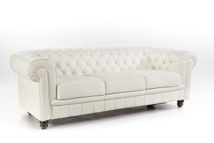 Sofá Chesterfield de 3 plazas en color blanco