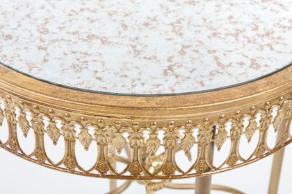 Mesita de apoyo metal dorado y espejo