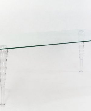 Mesa de cristal alargada  para banquete para 6 comensales