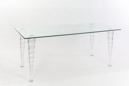 Mesa de cristal alargada  para banquete para 6 comensales