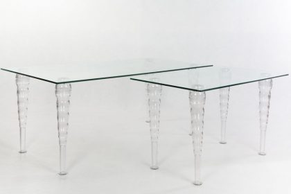 Mesa de cristal alargada  para banquete para 6 comensales