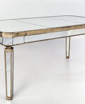 Mesa de espejo con madera dorada y de estilo Art Deco para 6 personas
