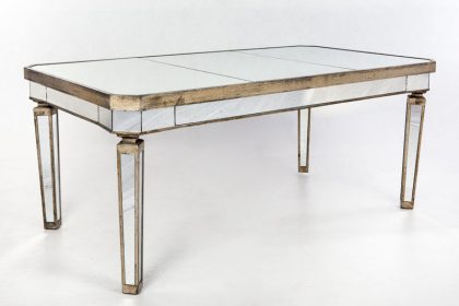Mesa de espejo con madera dorada y de estilo Art Deco para 6 personas