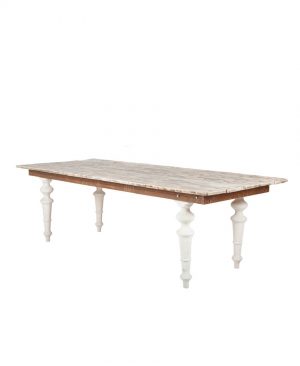 Mesa de madera rústica con patas torneadas