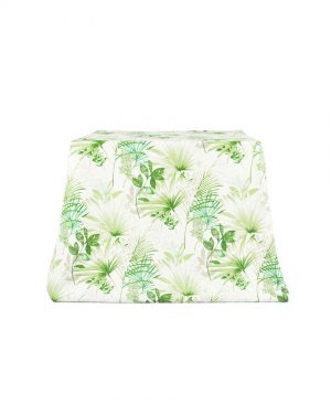 White and green tropical floral print cotton tablecloth