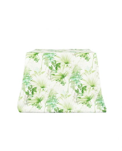 White and green tropical floral print cotton tablecloth