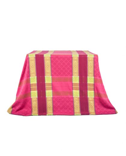 Mantel de Algodón estampado cuadros fucsia y dorado