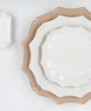 Vajilla de Loza Barroca color Beige y Topo