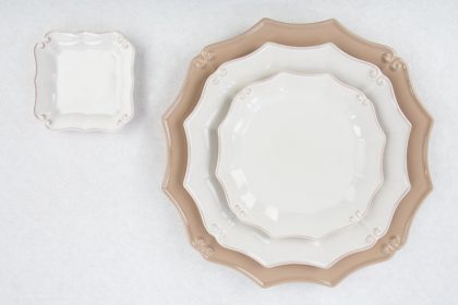 Vajilla de Loza Barroca color Beige y Topo