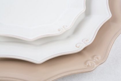 Vajilla de Loza Barroca color Beige y Topo